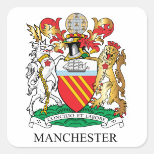 Manchester-Wappen Quadratischer Aufkleber