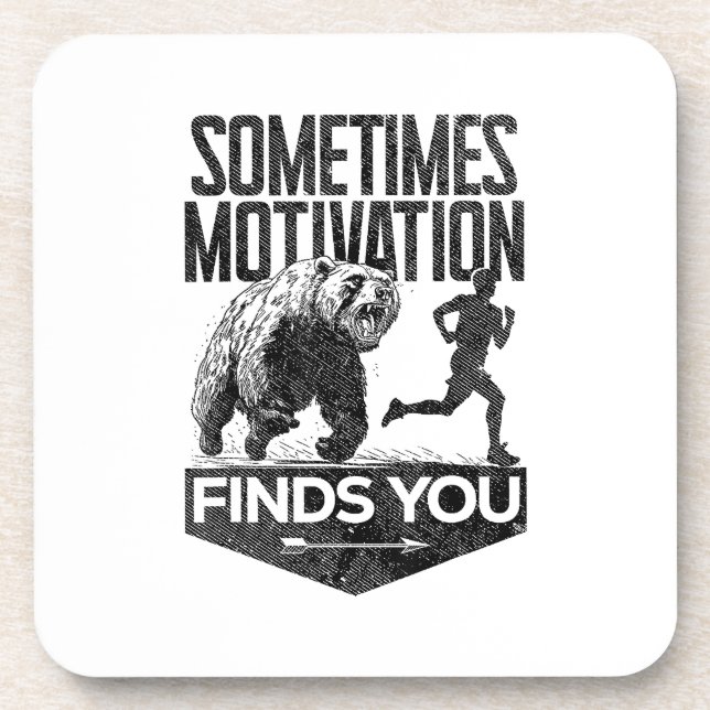 Manchmal findet Motivation einen lustigen Laufmoti Getränkeuntersetzer (Vorderseite)
