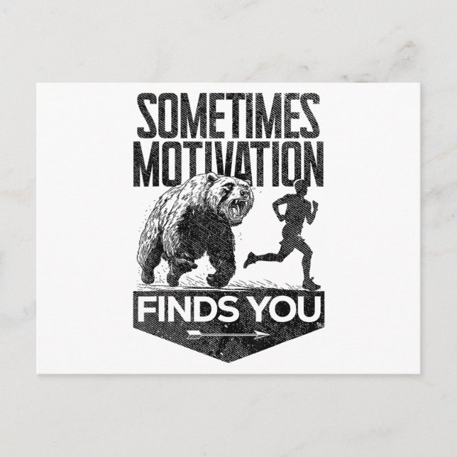 Manchmal findet Motivation einen lustigen Laufmoti Postkarte (Vorderseite)