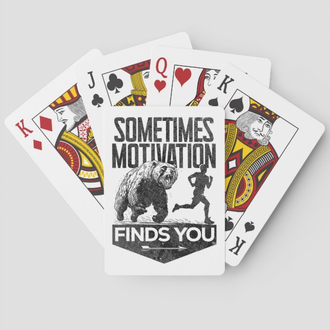 Manchmal findet Motivation einen lustigen Laufmoti Spielkarten (Rückseite)