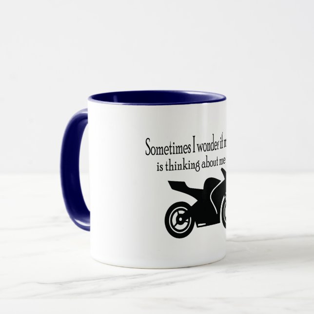 Manchmal frage ich mich, ob... Funny, Motorrad Tasse (Vorderseite Links)