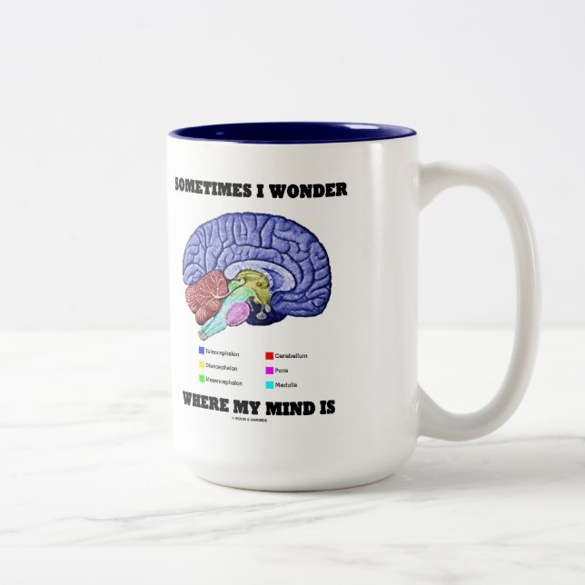 Manchmal frage ich mich, wo mein Geist Gehirn Spaß Zweifarbige Tasse (Rechts)