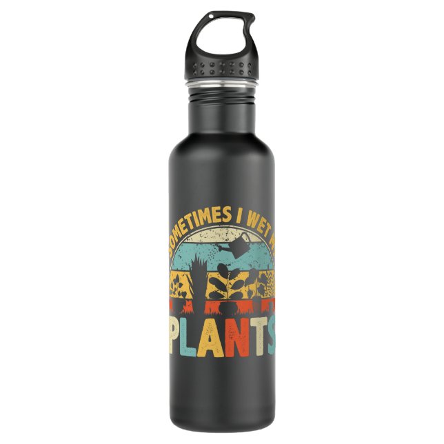 Manchmal habe ich meine Pflanze im Sonnengarten ge Edelstahlflasche (Vorderseite)
