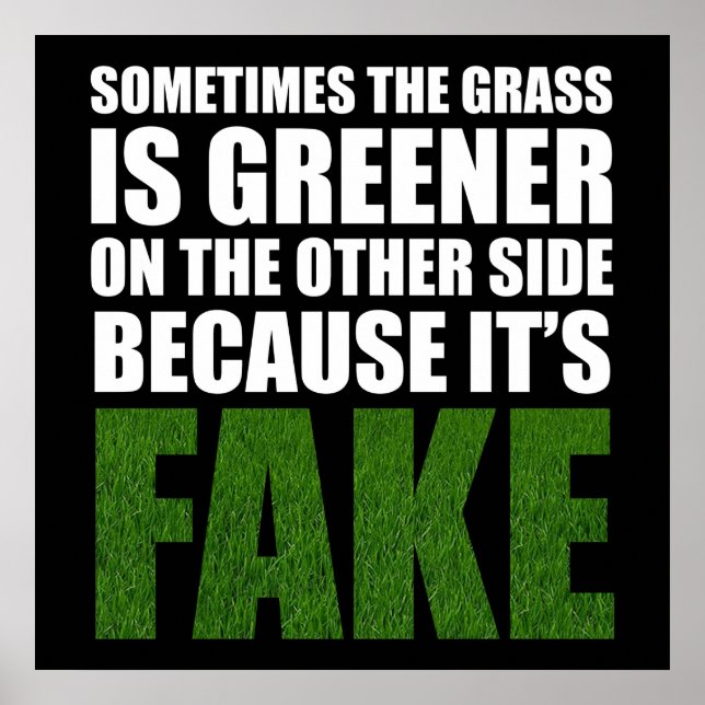 Manchmal ist das Gras grüner, weil es Fake ist Poster (Vorne)