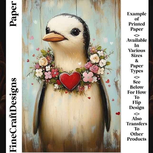 Manchot, Guirlande de cœur floral CH7 Papier pour  (Créateur téléchargé)