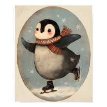 Manchot mignon patinant sur glace | Décoration de 