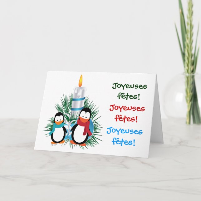 Manchots de Noël et cartes de bougie (Devant)