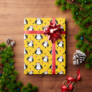 Manchots en papier cadeau d'humeur de Noël