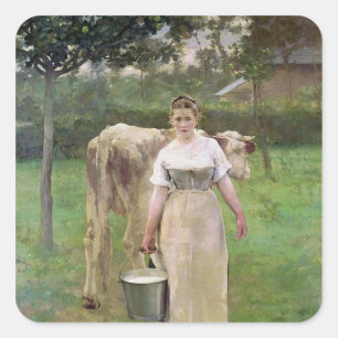 Manda Lametrie, das Bauernhof-Mädchen, 1887 Quadratischer Aufkleber