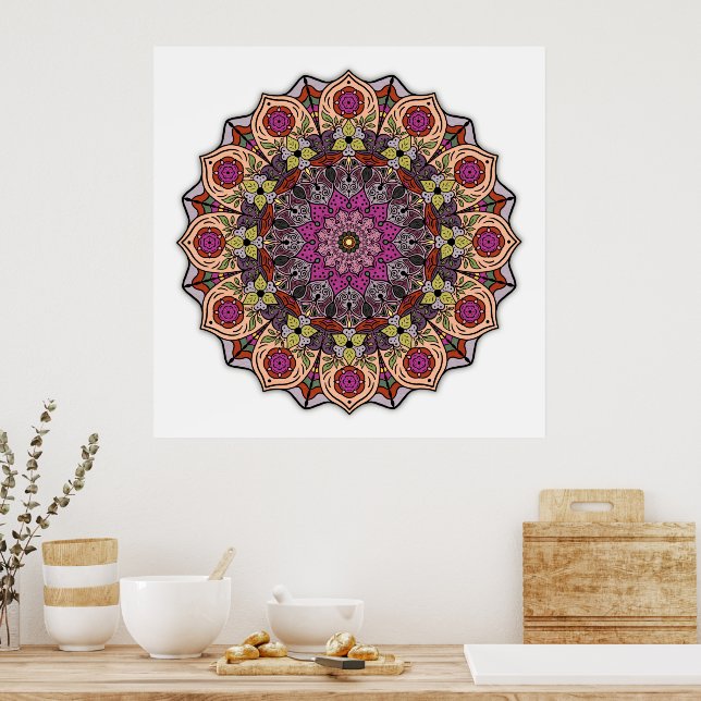 Mandala 12-2 HerbstBlätter - Poster (Küche)