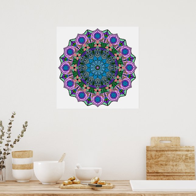 Mandala 12-2 TealRose - Poster (Küche)
