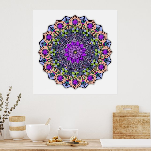 Mandala 12-2 VioletPeach - Poster (Küche)