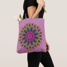 Mandala 12 Rosa Blume Senf auf Mauve -
