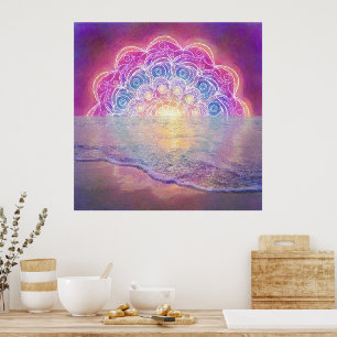 Mandala 12 Soleil en rose océanique - Poster