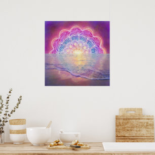 Mandala 12 Sun in Ocean rosa - Poster
