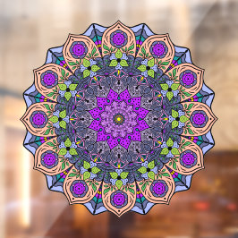 Mandala 12 VioletPeach Pink Green - Fensteraufkleber