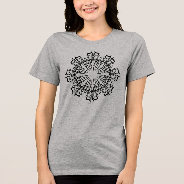 Mandala 3 Black Design Frauen Shirt (Vorderseite)