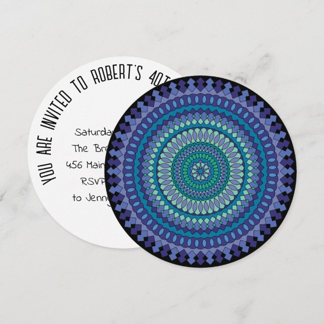 Mandala 40e anniversaire Invitation personnalisée  (Devant / Derrière)