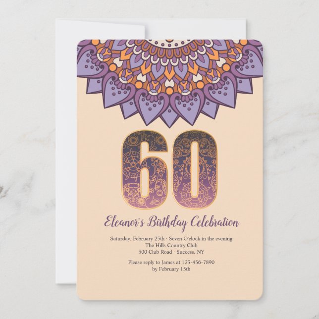 Mandala 60 Einladung (Vorderseite)