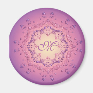 Mandala à fleurs ethniques. Monogramme. Magnet