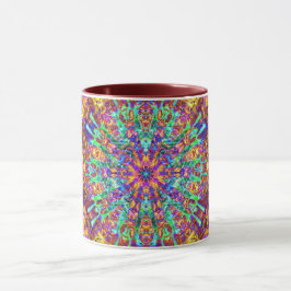 Mandala Abstrait Splash Fractal Retro Hippie Mug