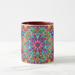 Mandala Abstrait Splash Fractal Retro Hippie Mug