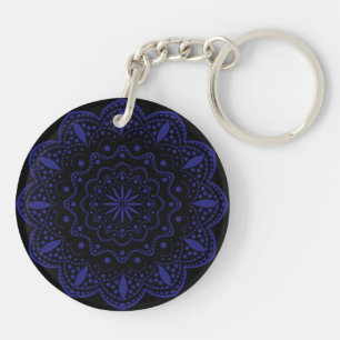 Mandala-Acryl-Schlüsselanhänger   Schwarz und Lila Schlüsselanhänger