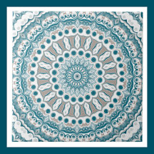 Mandala, Aquamarin an der Küste und Sand Ocean Ins