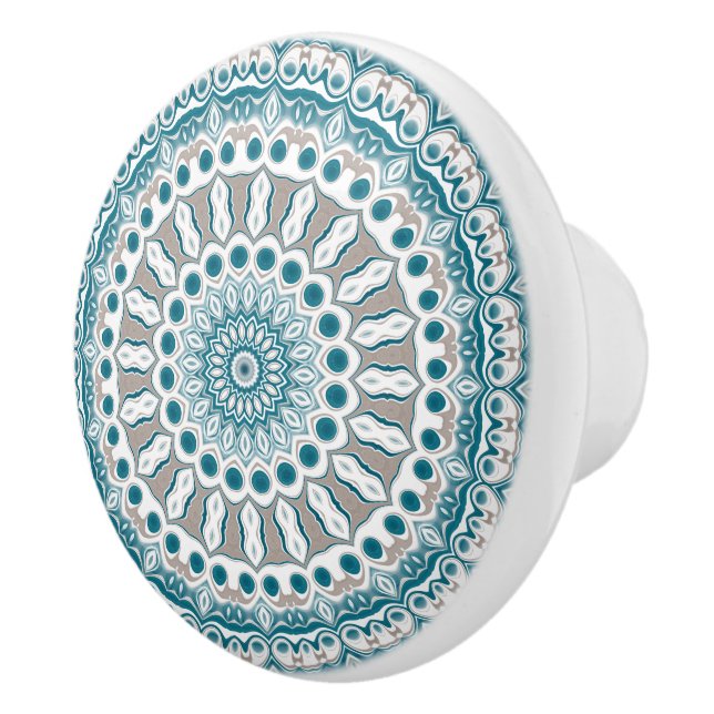 Mandala, Aquamarin an der Küste und Sand Ocean Ins Keramikknauf (Rechts)