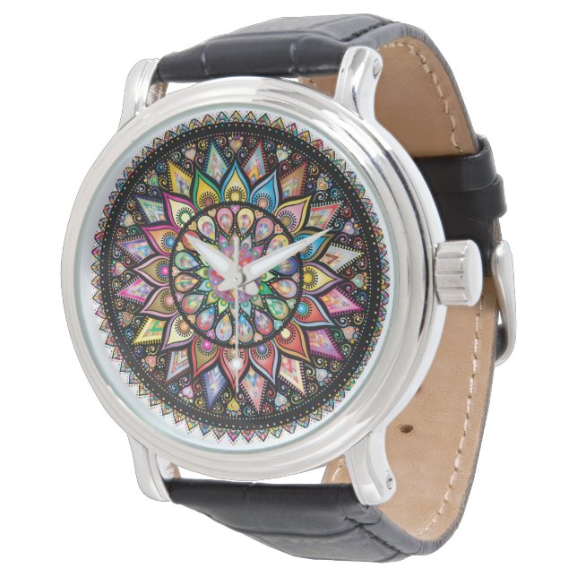 Mandala Armbanduhr (Schrägansicht)