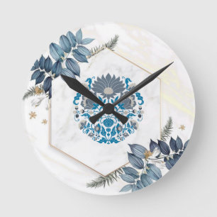 Mandala Art, Blumengrafik Design Runde Wanduhr
