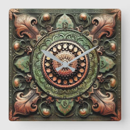 Mandala Art Quadratische Wanduhr
