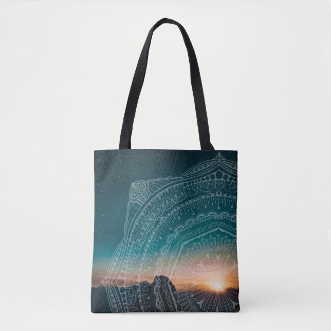 Mandala Art Sunset Blue Night Sky Stars Fotografie Tasche (Vorderseite)