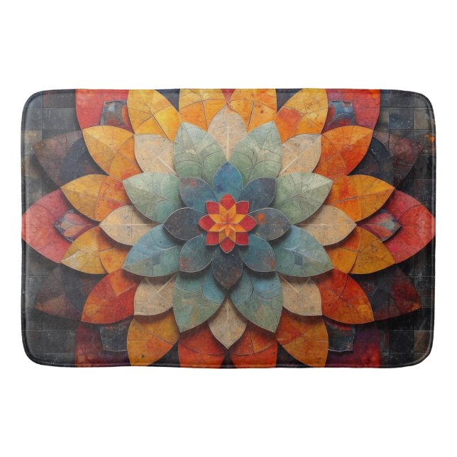 Mandala Art Textured Blume Badematte (Vorderseite)