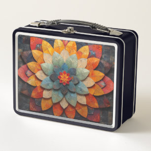Mandala Art Textured Blume Metall Brotdose