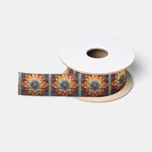 Mandala Art Textured Blume Satinband (Spule)