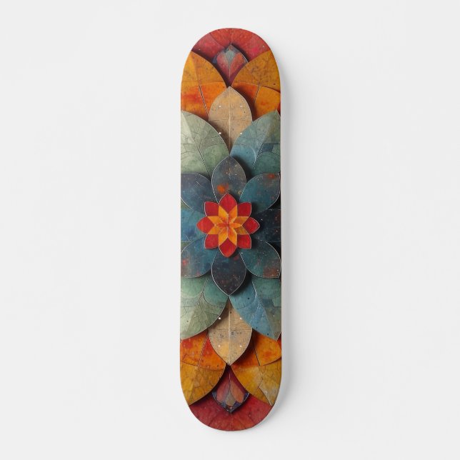 Mandala Art Textured Blume Skateboard (Vorne)