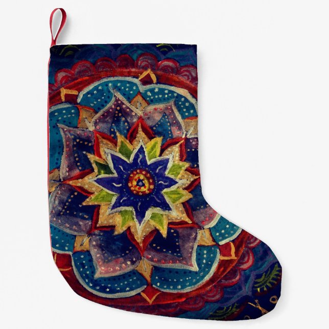 Mandala Art Zeichnend Kleiner Weihnachtsstrumpf (Vorderseite)