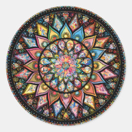 MANDALA ARTS - SCHWARZ UND WEISS - BLUME DIAMONON RUNDER AUFKLEBER