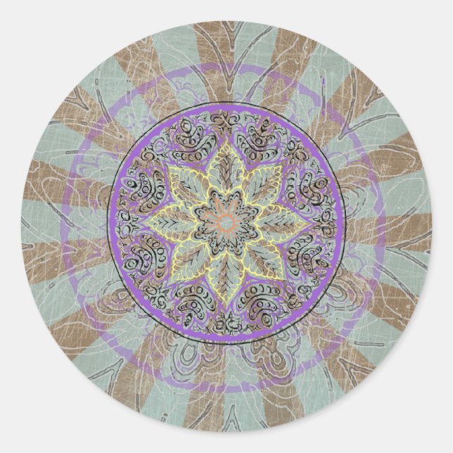 Mandala Artwork Runder Aufkleber (Vorderseite)