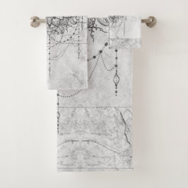 Mandala auf dem Set "Silver Marble Bath Towel"