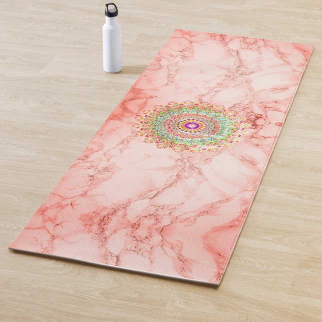 Mandala auf rosa Marmor Yogamatte (Beispiel)