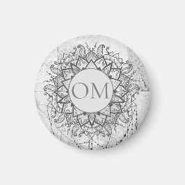 Mandala auf Silbermarmor Magnet