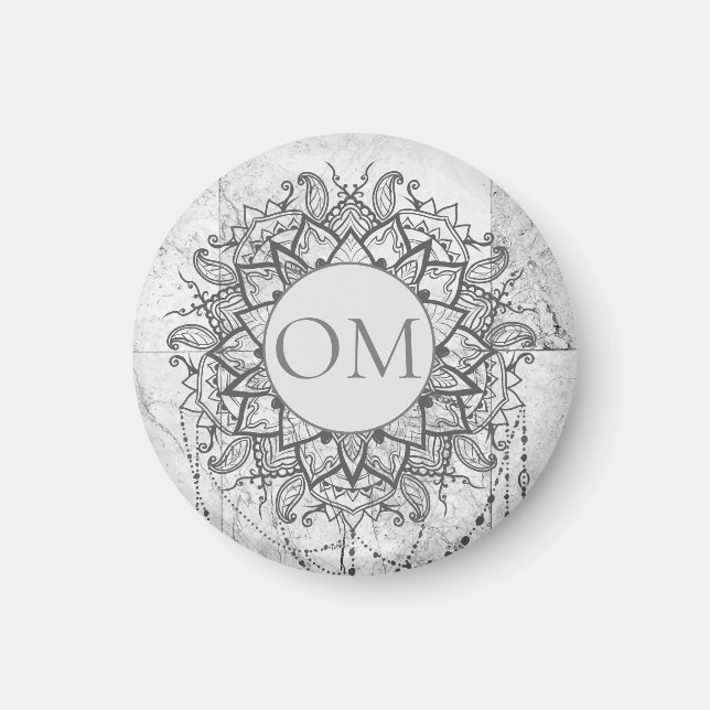 Mandala auf Silbermarmor Magnet (Vorne)