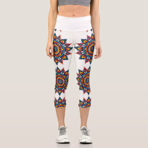 Mandala auf weiß capri leggings