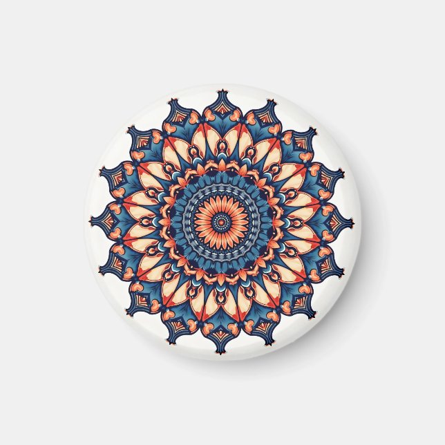 Mandala auf weiß magnet (Vorne)