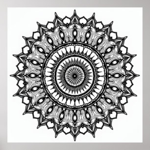 Mandala auf weiß poster