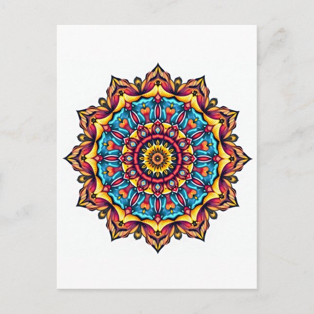 Mandala auf weiß postkarte (Vorderseite)