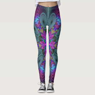 Mandala aus der Mitte Farbige Fraktalkunst mit Ros Leggings