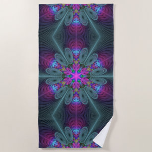 Mandala aus der Mitte Farbige Fraktalkunst mit Ros Strandtuch